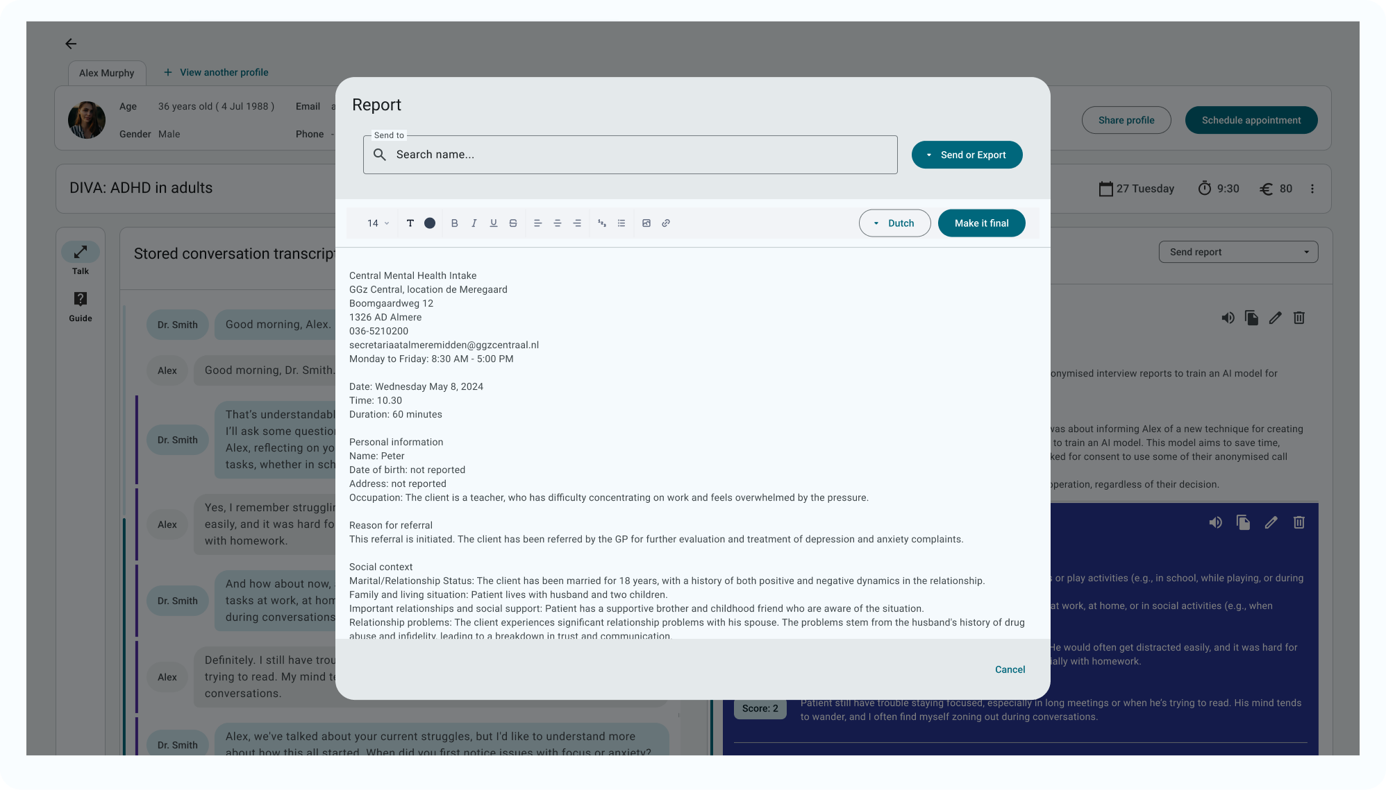 Automated Reporting Interface