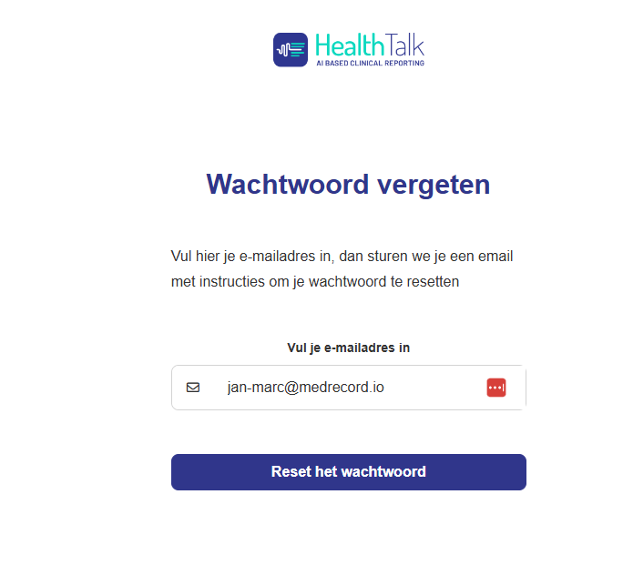 Wachtwoord reset aanvragen