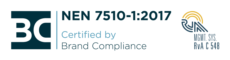 NEN 7510-1:2017 Certified by Brand Compliance, MGMT SYS. RvA C 548